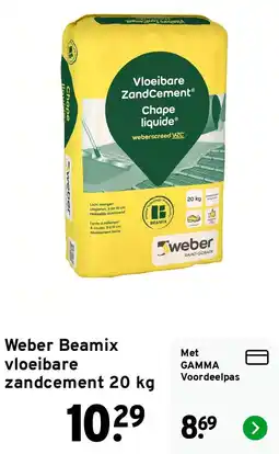 GAMMA Weber Beamix vloeibare zandcement aanbieding