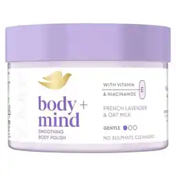 Trekpleister Dove Body+Mind French Lavender & Oat Milk Smoothing Body Polish aanbieding