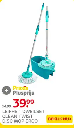 Praxis Leifheit dweilset clean twist disc mop ergo aanbieding