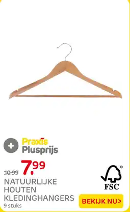 Praxis Natuurlijke houten kledinghangers aanbieding