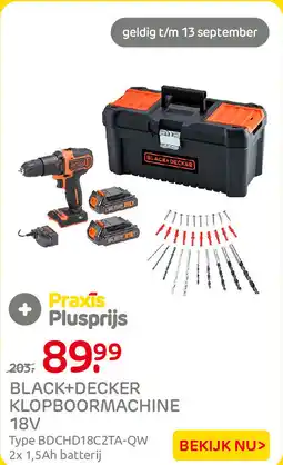 Praxis Black+decker klopboormachine 18V aanbieding