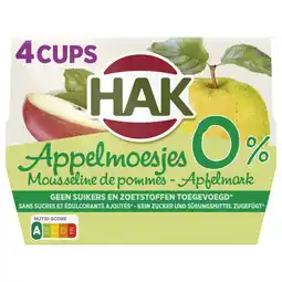 Albert Heijn Hak Appelmoesjes 0% 4-pack aanbieding