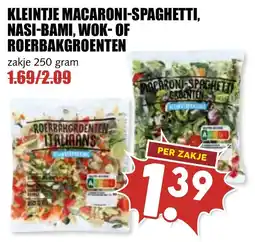 De Boerenschuur kleintje macaroni-spaghetti, nasi-bami, wok- of roerbakgroenten aanbieding