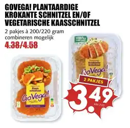De Boerenschuur Govega! plantaardige krokante schnitzel en/of vegetarische kaasschnitzel aanbieding