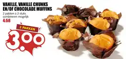 De Boerenschuur vanille, vanille chunks en/of chocolade muffins aanbieding