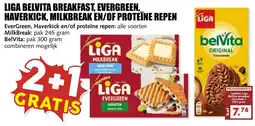 De Boerenschuur liga belvita breakfast, evergreen, haverkick, milkbreak en/of proteïne repen aanbieding