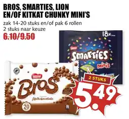 De Boerenschuur bros, smarties, lion en/of kitkat chunky mini's aanbieding