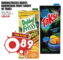 De Boerenschuur dubbelfrisss boost, robinsons fruit shoot of taksi aanbieding