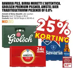 De Boerenschuur Bavaria pils, birra moretti l'autentica, grolsch premium pilsner, amstel bier traditiegetrouw pilsener of 0.0% aanbieding