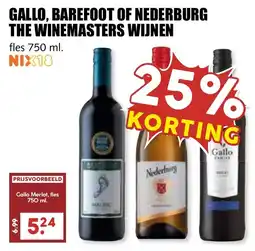 De Boerenschuur Gallo, Barefoot of Nederburg the winemasters wijnen aanbieding