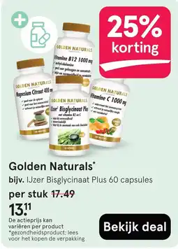 Etos Golden Naturals IJzer Bisglycinaat Plus 60 capsules aanbieding