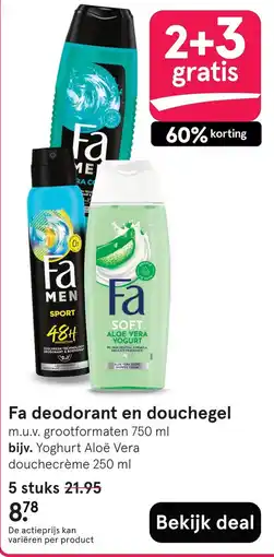 Etos Fa deodorant en douchegel aanbieding