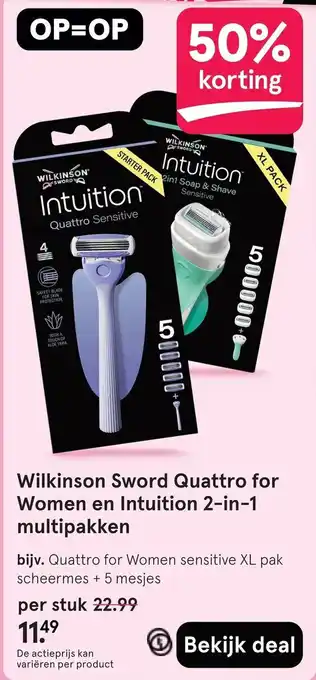 Wilkinson Sword Quattro for Women en Intuition 2-in-1 multipakken