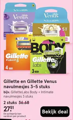 Etos Gillette en Gillette Venus navulmesjes aanbieding