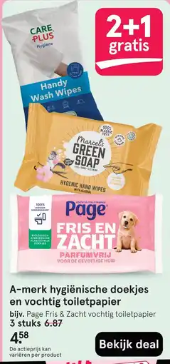 Etos A-merk hygiënische doekjes en vochtig toilet papie aanbieding