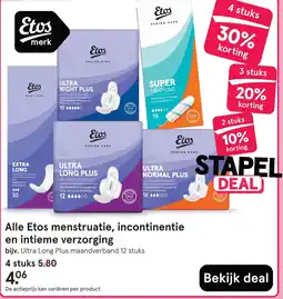 Etos Etos menstruatie, incontinentie en intieme verzorging aanbieding