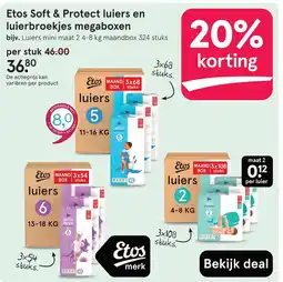 Etos Etos soft & protect luiers en luierbroekjes megaboxen aanbieding