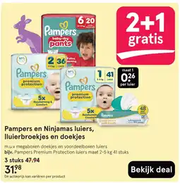 Etos Pampers en Ninjamas luiers, lluierbroekjes en doekjes aanbieding
