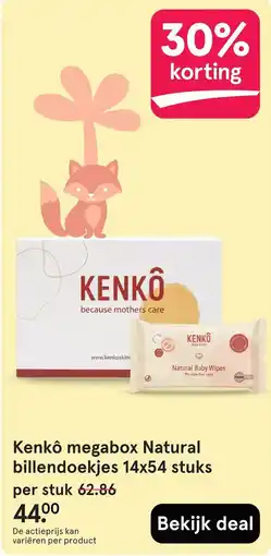 Etos Kenkô Natural billendoekjes aanbieding