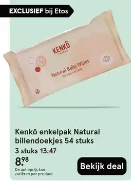 Etos Kenkô enkelpak Natural billendoekjes aanbieding