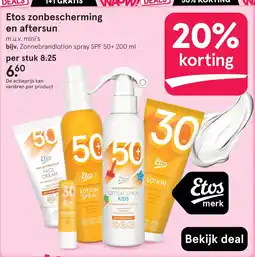 Etos Etos zonbescherming en aftersun aanbieding