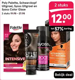 Etos Poly Palette, Schwarzkopf Uitgroei, Syoss Uitgroei en Syoss Color Glaze aanbieding