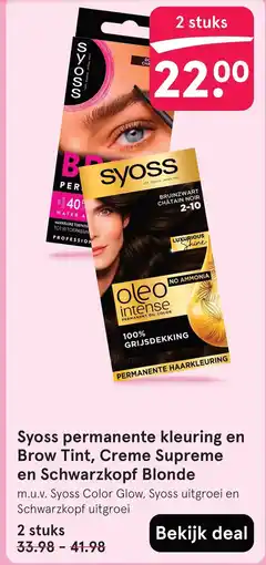 Etos Syoss permanente kleuring en Brow Tint, Creme Supreme en Schwarzkopf Blonde aanbieding