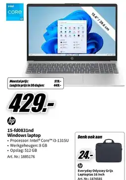 MediaMarkt Hp 15-fd0831nd windows laptop aanbieding