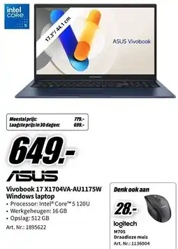 MediaMarkt Asus vivobook 17 x1704va-au1175w aanbieding