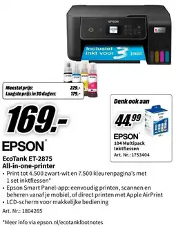 MediaMarkt Epson EcoTank ET-2875 All-in-one-printer aanbieding