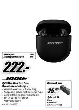 MediaMarkt Bose qc ultra gen 2nd gen draadloze oordopjes aanbieding