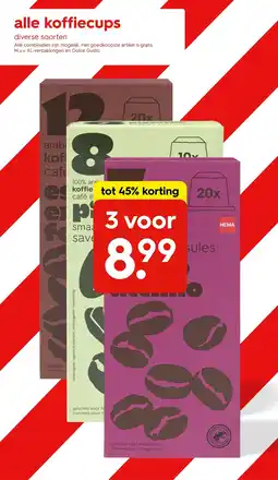 HEMA Alle koffiecups aanbieding
