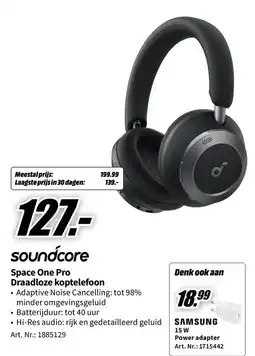 MediaMarkt soundcore Space One Pro Draadloze koptelefoon aanbieding