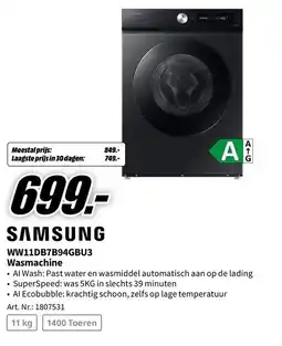 MediaMarkt Samsung Wasmachine WW11DB7B94GBU3 aanbieding