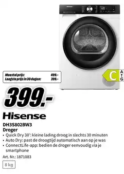 MediaMarkt Hisense Droger DH3S802BW3 aanbieding