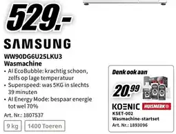 MediaMarkt Samsung WW90DG6U25LKU3 Wasmachine aanbieding