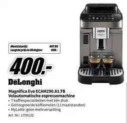 MediaMarkt DeLonghi Magnifica Evo ECAM290.81.TB aanbieding