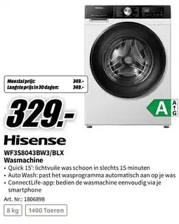 MediaMarkt Hisense WF3S8043BW3/BLX Wasmachine aanbieding
