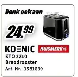 MediaMarkt Koenic broodrooster kto 2210 aanbieding