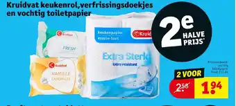 Kruidvat Keukenrol, verfrissingsdoekjes en vochtig toiletpapier aanbieding