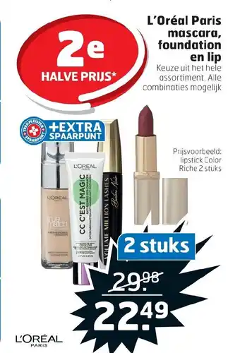 Trekpleister L'oreal paris mascara, foundation en lip aanbieding