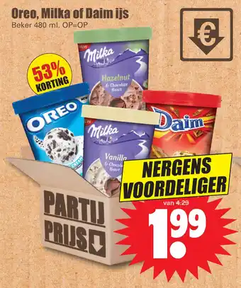 Dirk Oreo, Milka of Daim ijs aanbieding