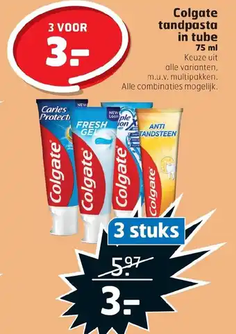 Trekpleister Colgate tandpasta in tube 75ml aanbieding