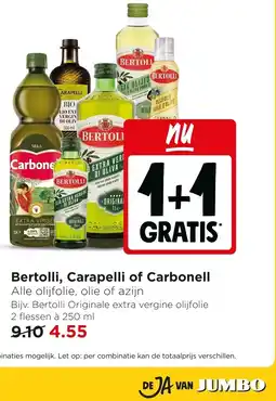 Jumbo Bertolli, carapelli of carbonell alle olijfolie, olie of azijn aanbieding