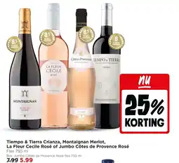 Jumbo Tiempo & tierra crianza, montaignan merlot, la fleur cecile rosé of jumbo côtes de provence rosé aanbieding