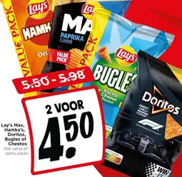 Jumbo Lay's max, hamka's, doritos, bugles of cheetos aanbieding