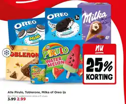 Jumbo Alle pirulo, toblerone, milka of oreo ijs aanbieding