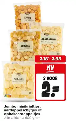 Jumbo Jumbo minikrieltjes, aardappelschijfjes of opbakaardappeltjes aanbieding