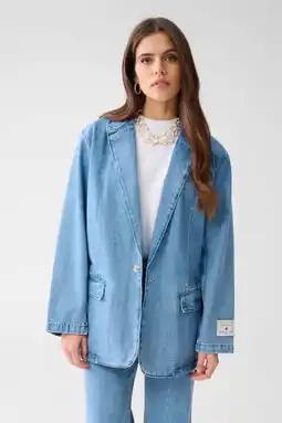 Wehkamp Shoeby oversized blazer medium blue denim aanbieding