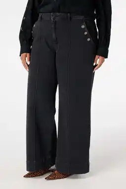 Wehkamp MS Mode highwaist wide leg jeans grey denim aanbieding